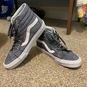 High top silvery glitter vans